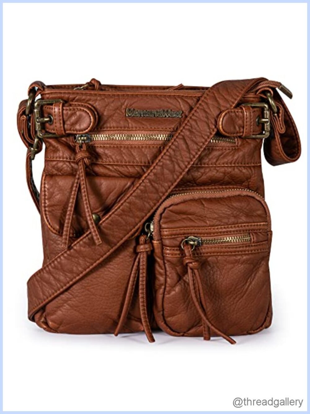 Montana West Crossbody Bag Washed PU Leather Multi Pocket Western Purse